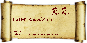 Reiff Radvány névjegykártya